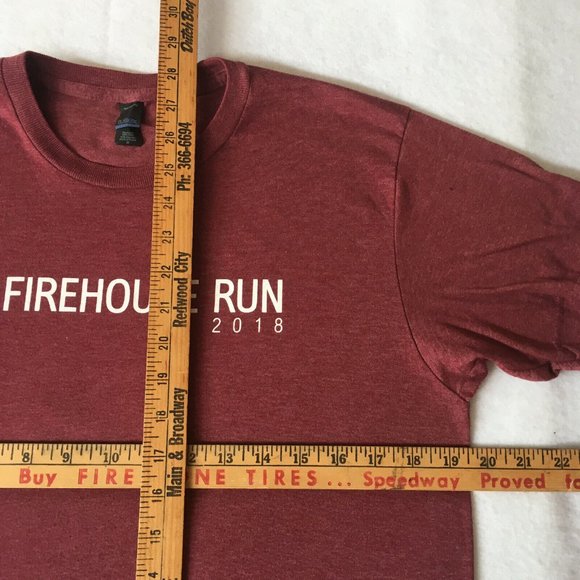 #78 Tultex The Firehouse Run 2018 Short Sleeve Maroon Men's T-shirt Size Medium - Picture 3 of 8